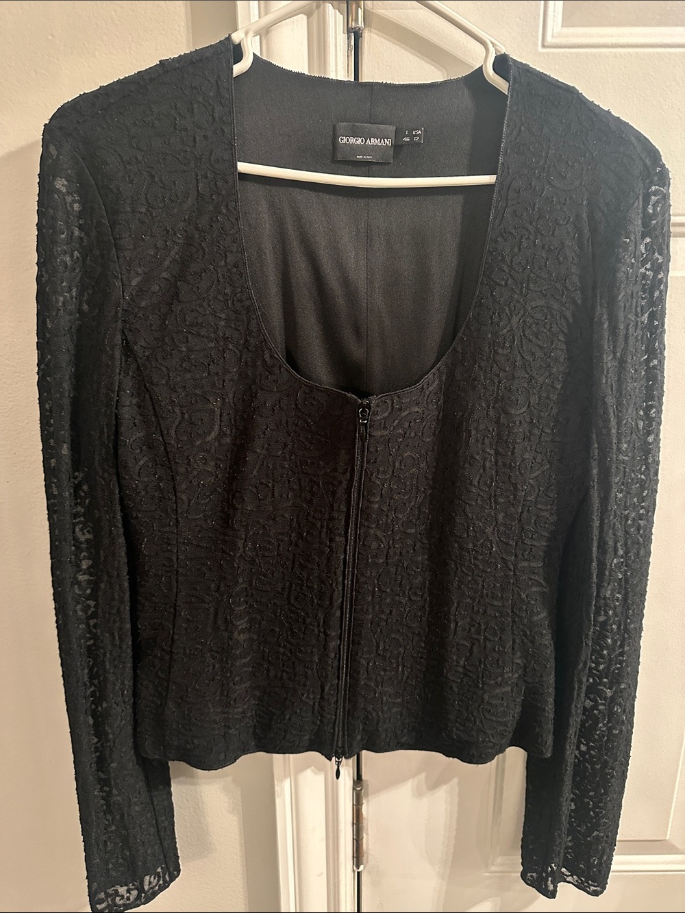 Giorgio Armani Black Lace Zip Jacket #designer #luxury #timeless